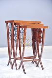Wooden Eclectic Nesting Tables set silver