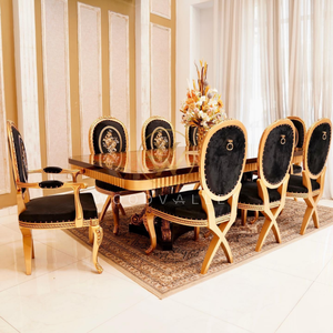 Gold Hand Painting Leaf Dining Table
