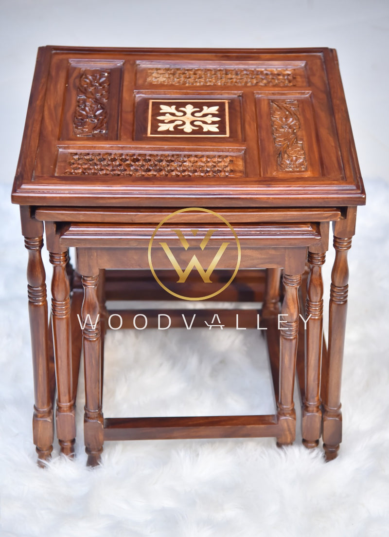 Casa Wooden Paisley Nesting Table - Nesting Table - Table