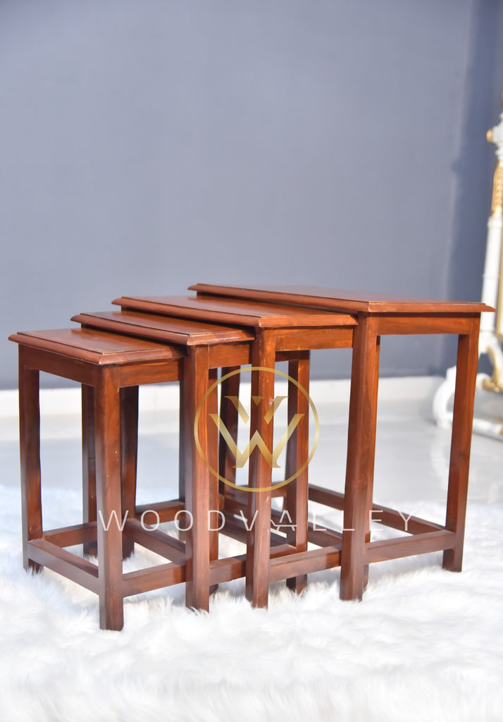 Streak Wooden Paisley Nesting Tables Set of 4