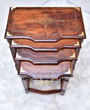 Sheesham Wood Brass Nesting Table Set of 4
