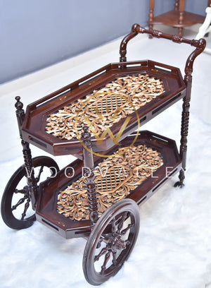Maharaj Hand Carved Tea Trolley