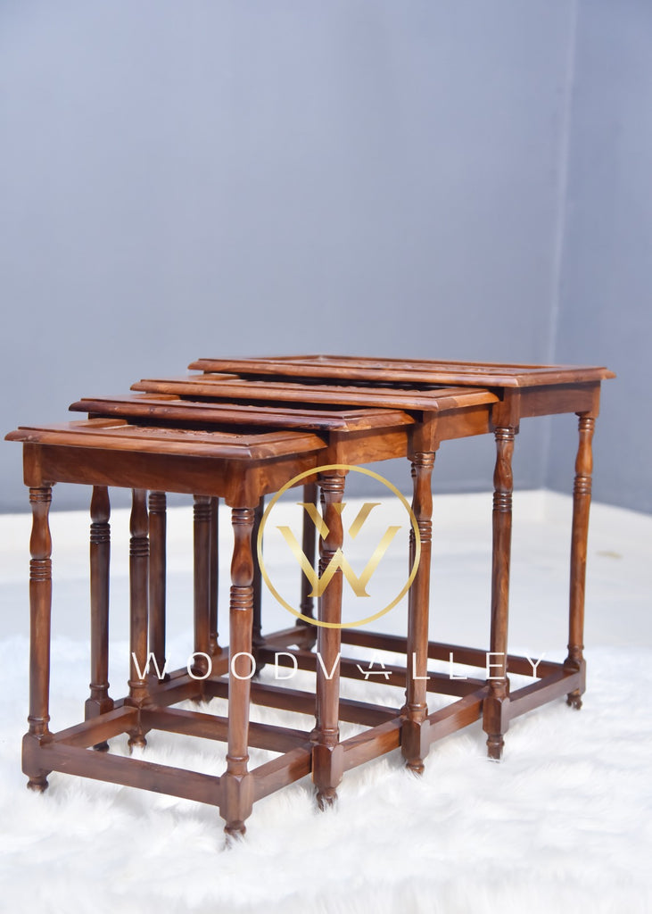 Wooden Darbare  Mesh Nesting Table Set Of 4
