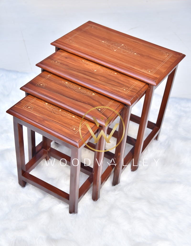 Wooden Brass 20" Nesting Table Set