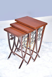 Wooden Eclectic Nesting Tables set silver