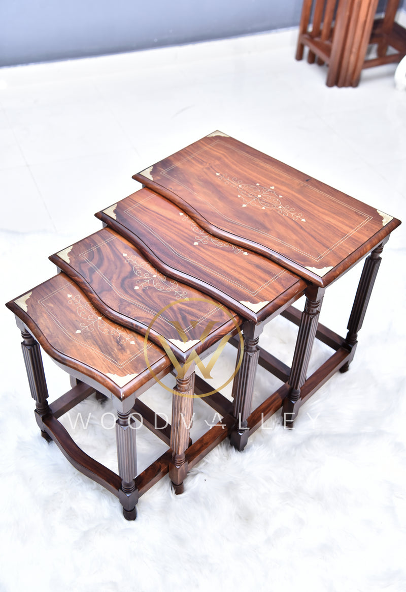 Curvy Wooden Paisley Nesting Table - Nesting Table - Table Set