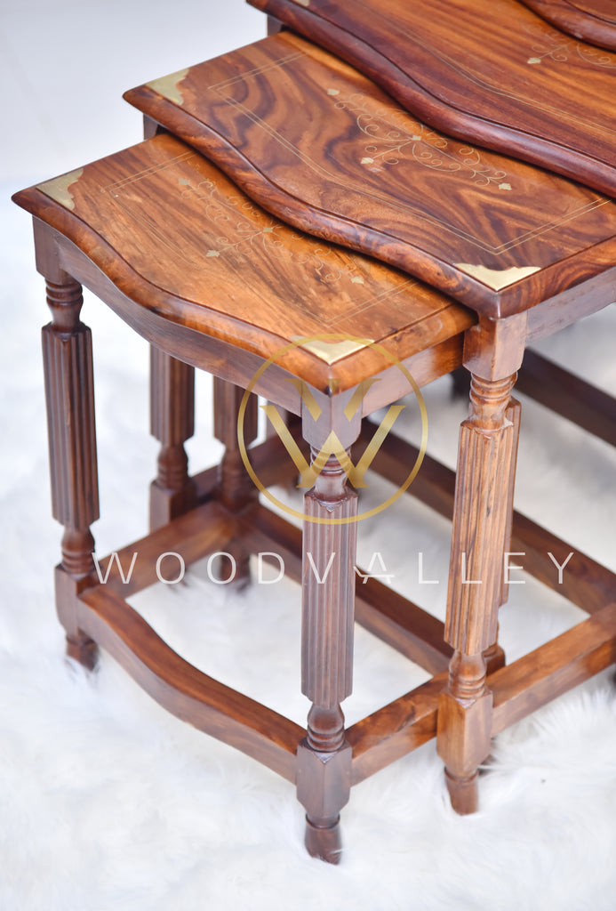 Curvy Wooden Paisley Nesting Table Set Of 4