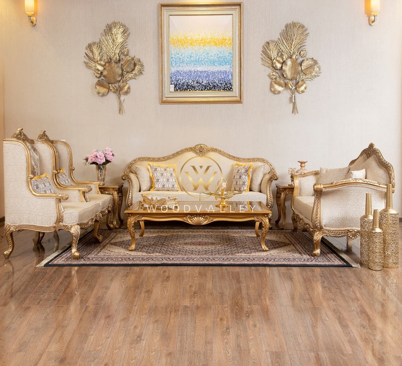 Wooden Spiral Gold Sofa