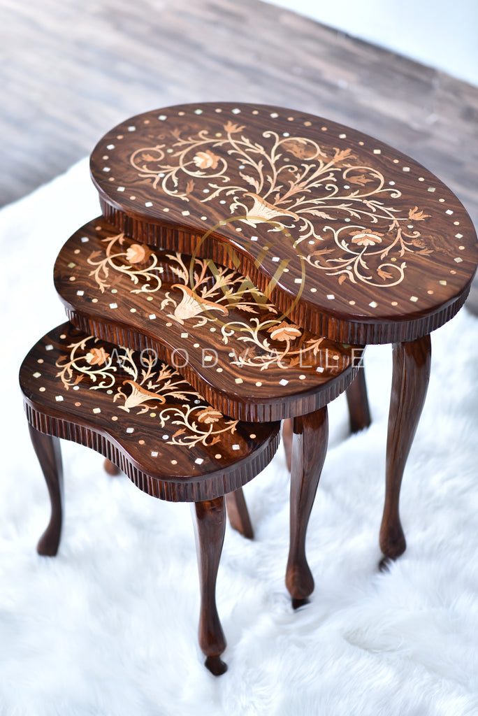 Captain Kidney Inlay Nesting Table Set Of 3