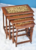 Wooden Gold Darbare Mesh Nesting Table Set Of 4