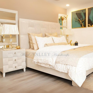 Royal Wooden Pearl White Bed Set