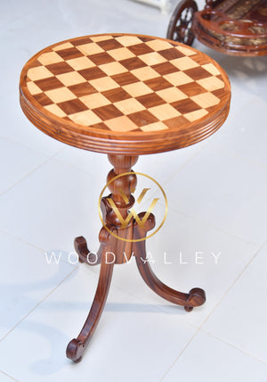 wooden Round Chess Inlaid Table