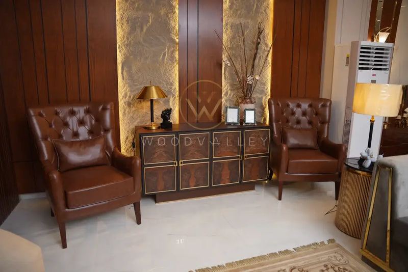 Burl Brass Side Board tables