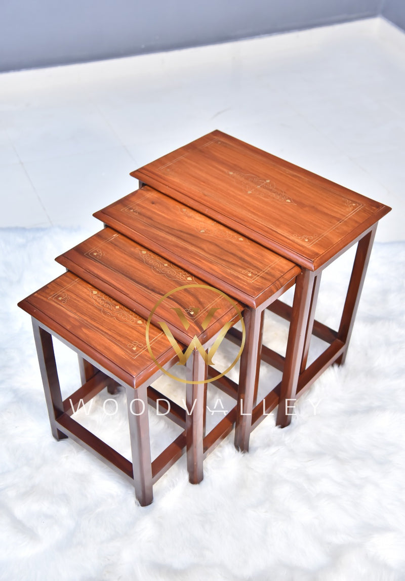 Wooden Brass 20" Nesting Table Set