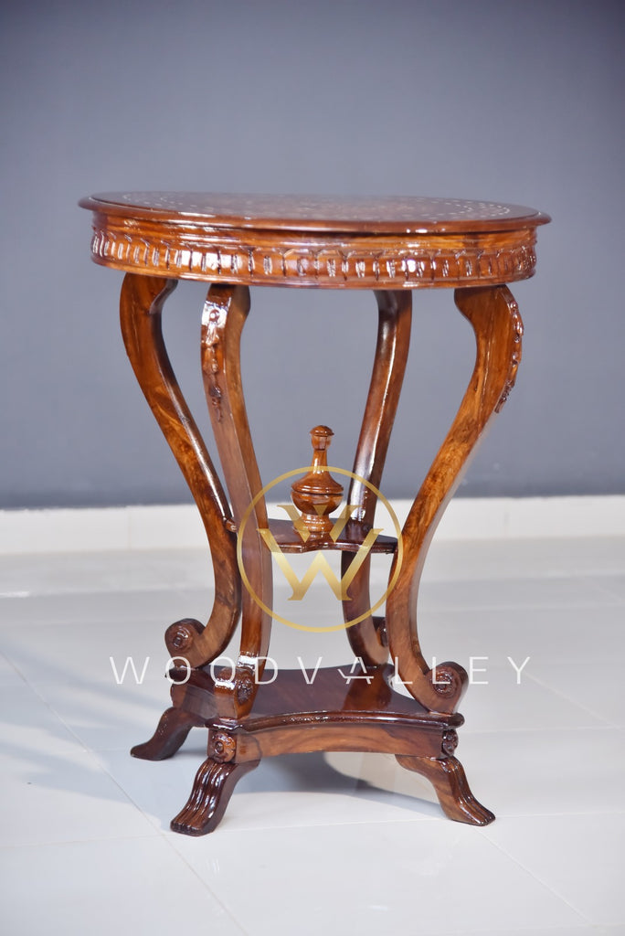 Wooden Colour Full inlay polish Flower Table