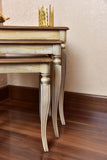 Bone and Light Brown Nesting Tables - Nesting Table - Table