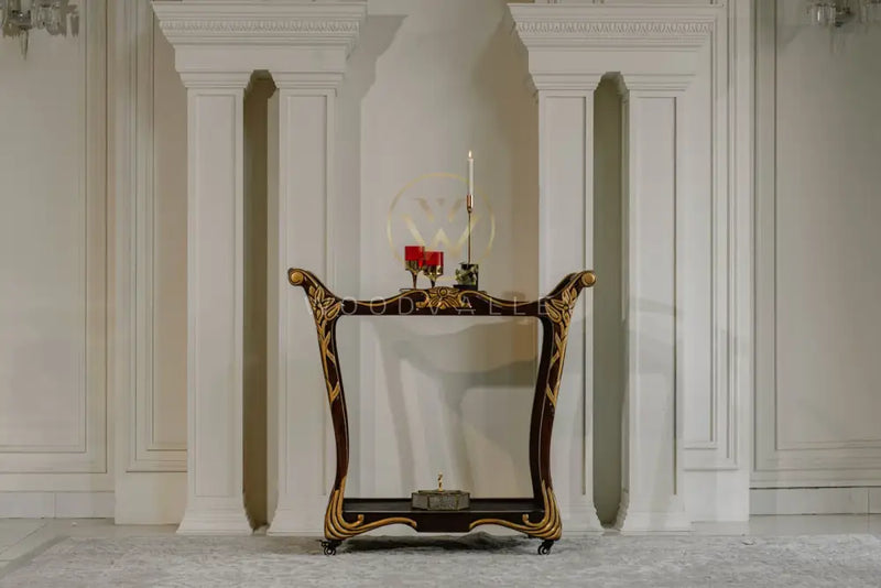 Wooden Leather Tea Trolley tea trolley