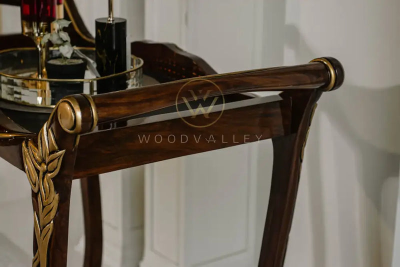 Wooden Leather Tea Trolley tea trolley