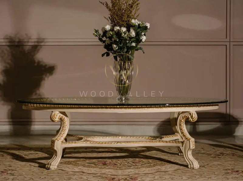 Wooden Victorian Gold Center Table Set sofa set