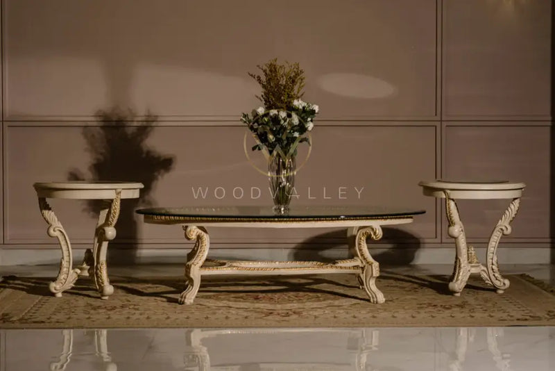 Wooden Victorian Gold Center Table Set sofa set