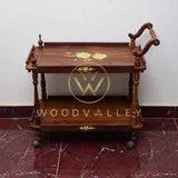 Wooden Tea trolley hand made mother of pearl