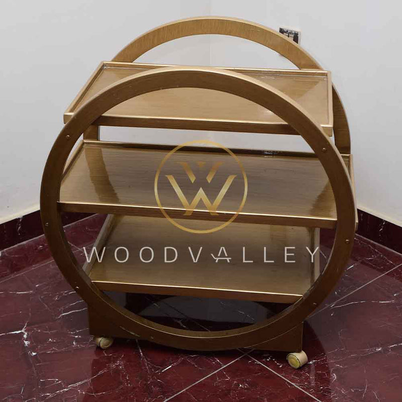 Golden Sheesham Tea Trolley-Wood Valley