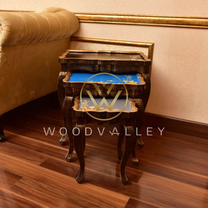 Rosa Sheesham Wood Hand Painted Nesting Tables-Wood Valley