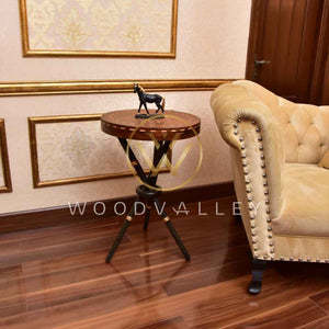 Wooden Bamboo Inlaid Round Tables-woodvalley