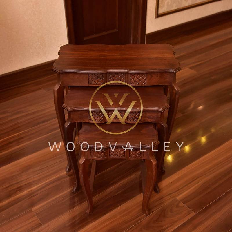 Sheesham Wood Snow Nesting Tables-Wood Valley