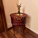 Wooden Maroon Mother Of Pearl Tables-woodvalley