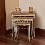Bone and Light Brown Nesting Tables - Nesting Table - Table