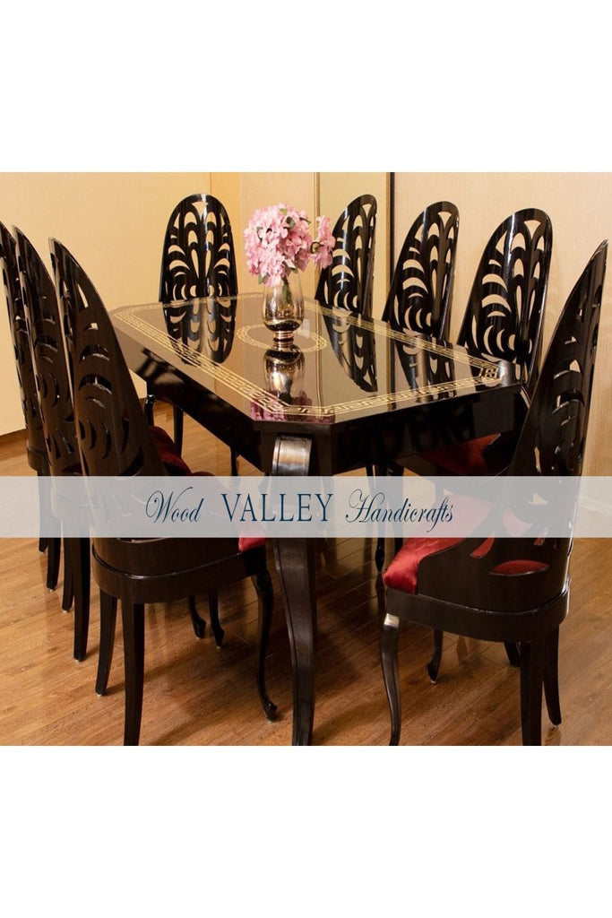 Black Leaf Dining Table-Wood Valley