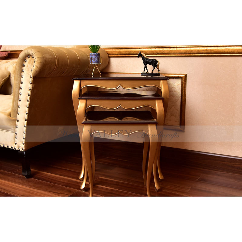Gold & Maroon Polish Nesting Tables - Nesting Table - Table Set