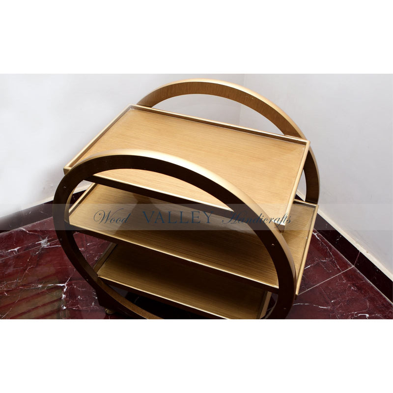 Golden Sheesham Tea Trolley-Wood Valley