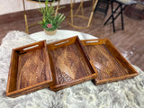 Brass Carved Tray Set