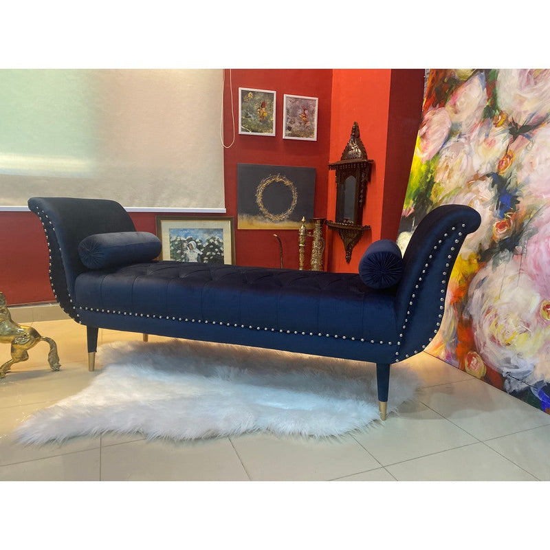 Boxpark Blue Velvet Bench - Velvet Bench - Bench