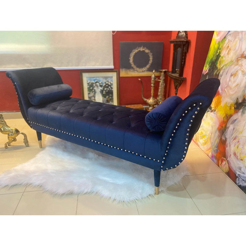 Boxpark Blue Velvet Bench - Velvet Bench - Bench