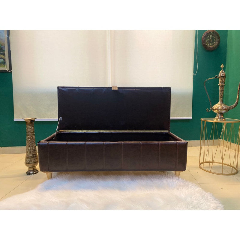 Saddlers Brown Storage Bench-Wood Valley