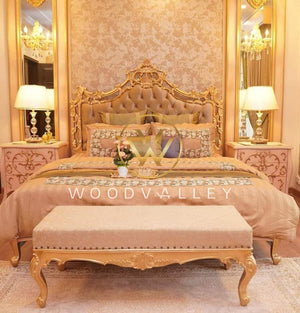 White Gold Crown Bed Set-woodvalley