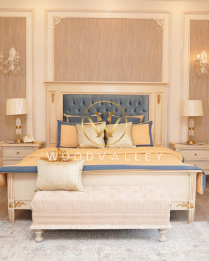 White Chalk Gold Bed Set-woodvalley