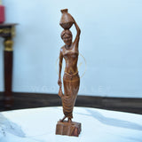 Wooden Hand Carved Native Women Cultural Sculpture