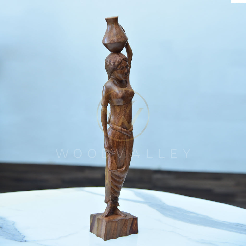 Wooden Hand Carved Native Women Cultural Sculpture-woodvalley