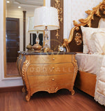 Royal Gold Wooden Carved Bed Set-Wood Valley