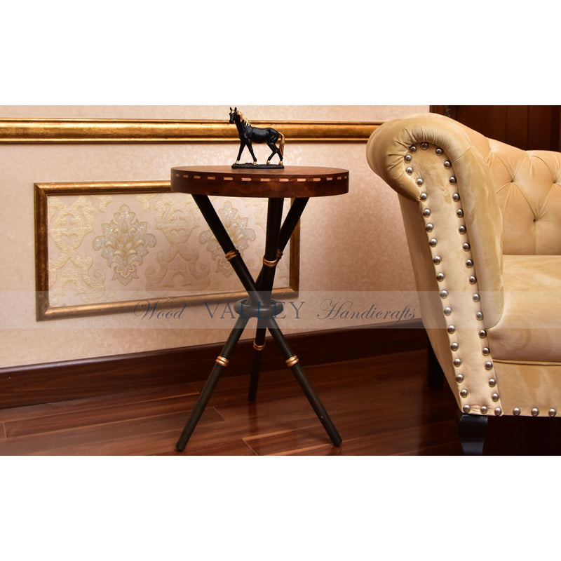 Wooden Bamboo Inlaid Round Tables-woodvalley