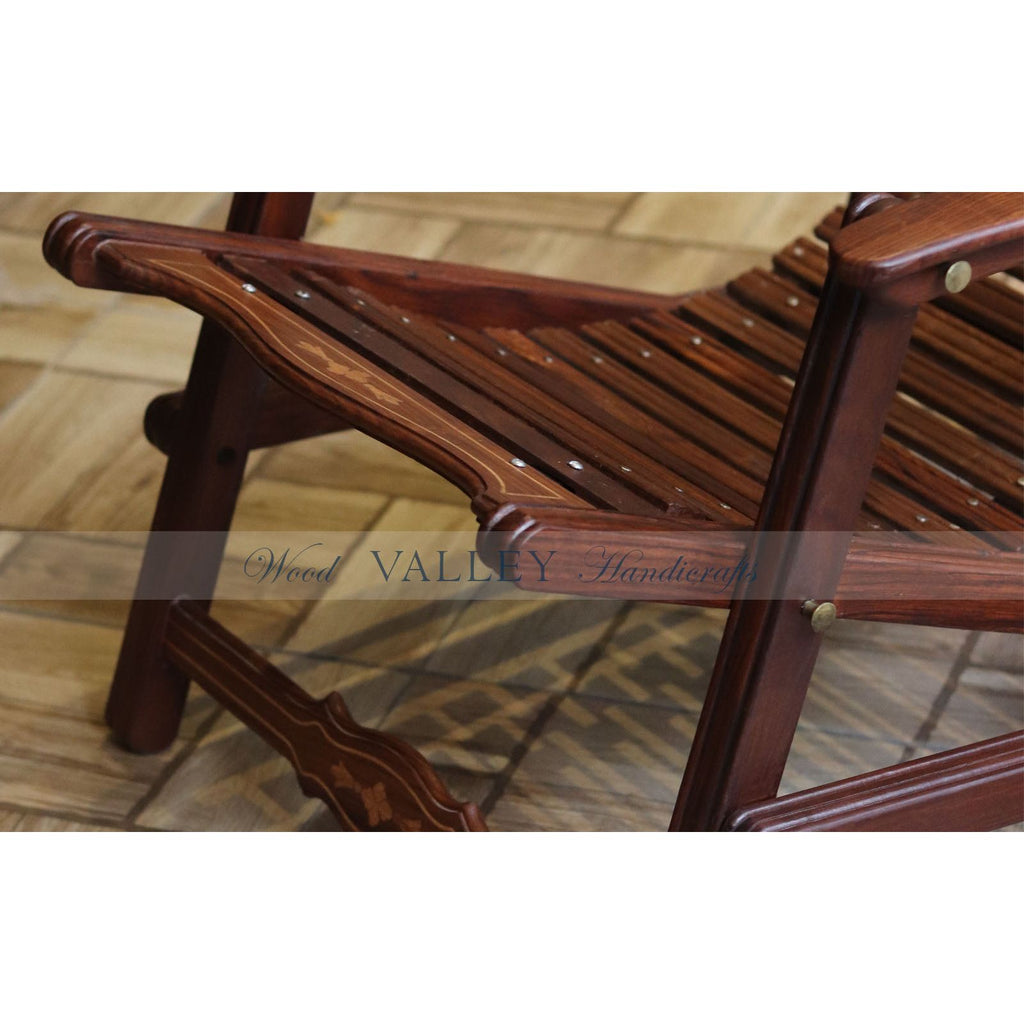 Wooden Hand Inlaid Folding Chair-woodvalley