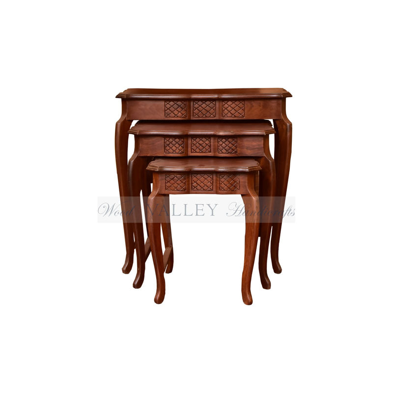 Sheesham Wood Snow Nesting Tables-Wood Valley