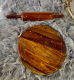 Traditional Wooden Brass Chakla Belan-woodvalley