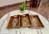 Wooden Inlayd Tray Set